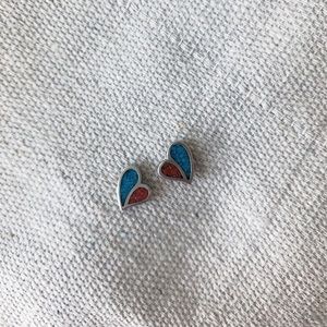 Turquoise Heart Stud Earrings
